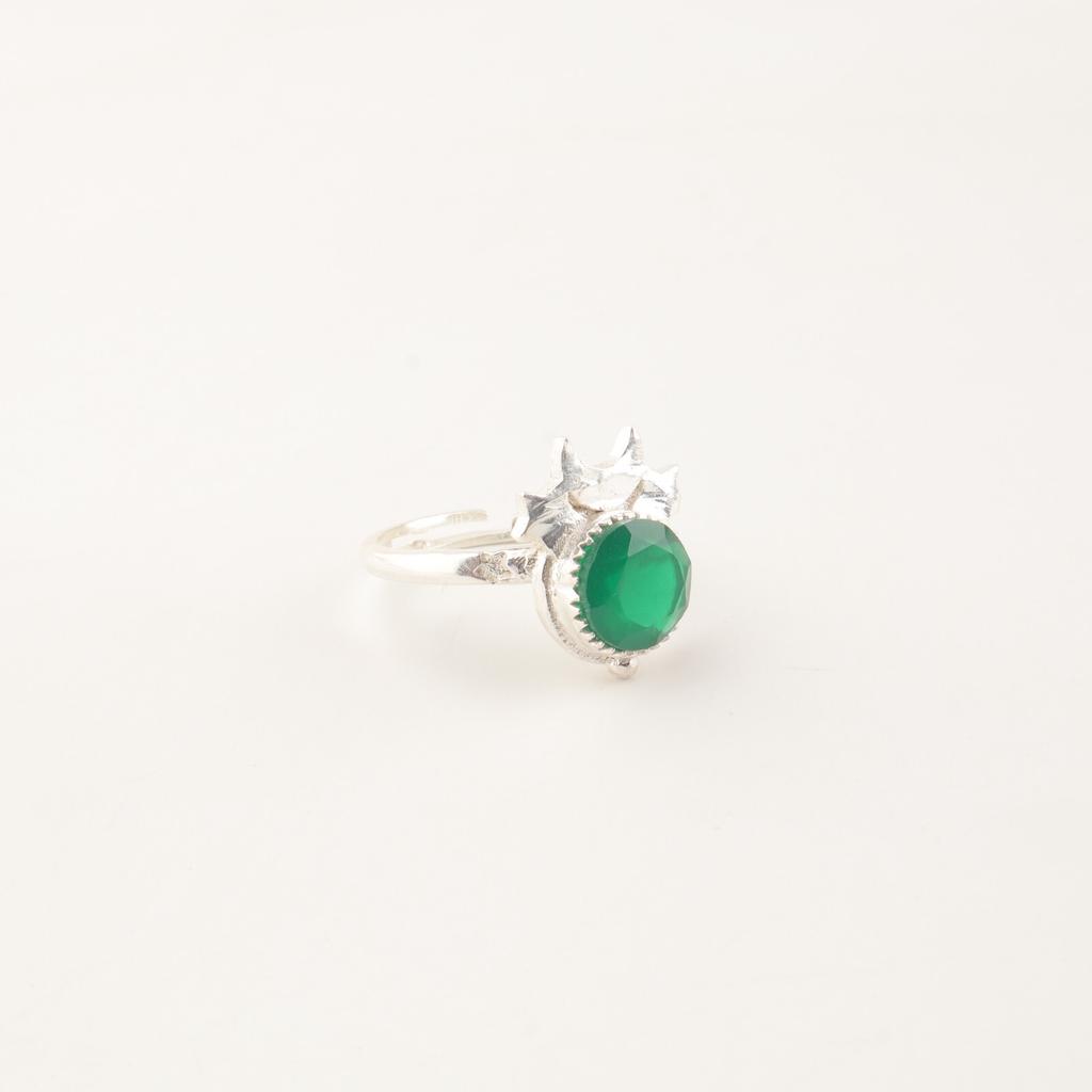 Natural Green Onyx Gemstone 925 Sterling Silver Jewelry Handmade Ring For Women RR-67-14