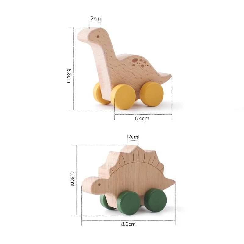 1PC Baby Holz Spielzeug Buche Holz Cartoon Dinosaurier Auto Montessori Pädagogisches Spielzeug Junge Mädchen Baby 0-12 Monate spielzeug Neugeborenen Geschenke