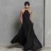 Minimalistisches rückenfreies ärmelloses langes Strandkleid für Damen