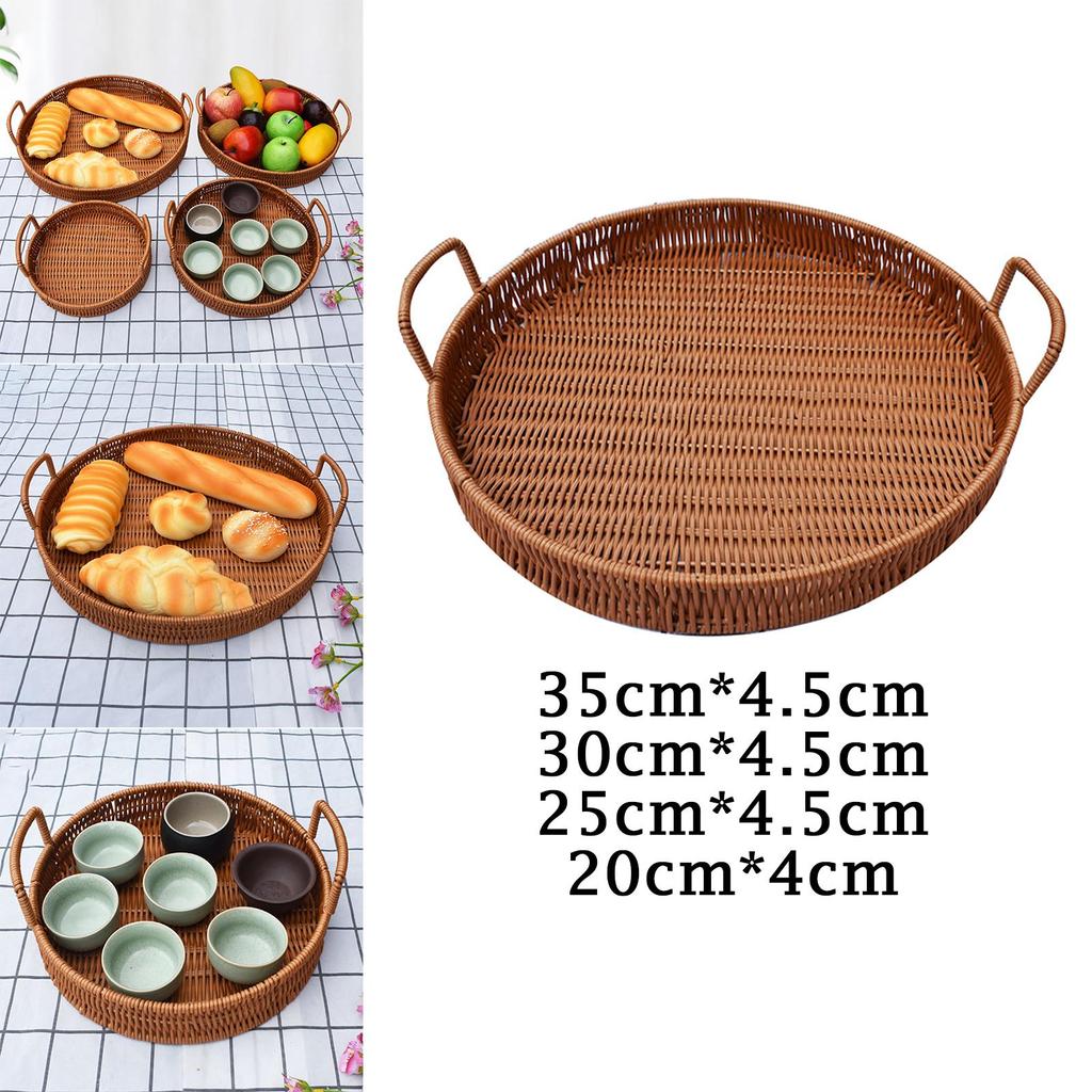 Round Basket Tray Organizer Basket for Desktop Cupboard Living Room
