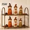 Festival Atmosphere Room Accessories Vintage Resin Scarecrow Figurines, Fall Harvest Pumpkin Sunflower Maple Cute Wizard Hat Ornaments Leaf
