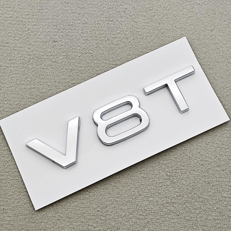 3D ABS Car Letters Rear Trunk Badge Logo V6T V8T Sticker Emblem Decal For Audi S4 S5 S6 S7 RS6 RS7 Q7 Q8 A5 A6 A7 A8 Accessories