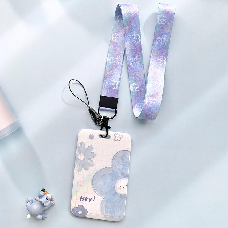 Ins Creative Flower Sliding Card Cover Student Meal Cards Bus Subway Access Card Case IC ID Protection Covers Credit Card Holder