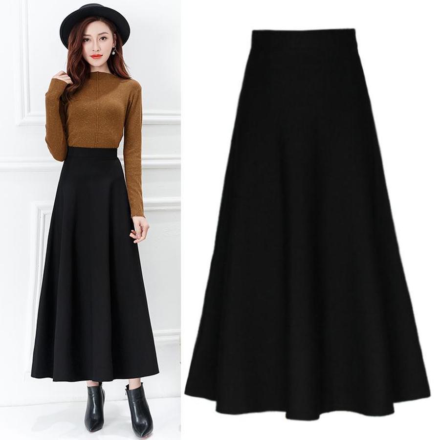 Herbst Winter Hohe Taille Langes Kleid A-Linie Kleider Übergröße Damenbekleidung Neuer Stil Elegant Vielseitig Schlankmachend Hüftabdeckung