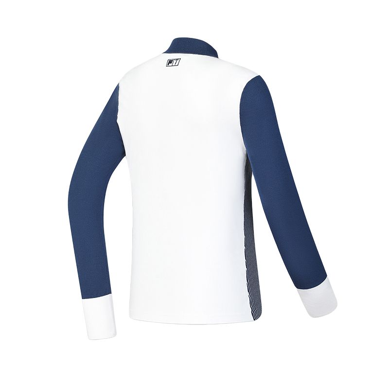 Fila Golf Series Striped Letter Long Sleeve Knit Top Women Tops Deep-Elegant-Blue A11W445407F-DB