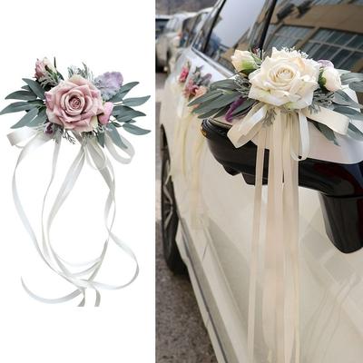 Romantic Wedding Car Floral Bridal Wedding Bow Decoration Flower  Ceremony Party Decor