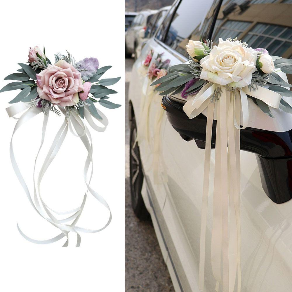 Ruban Voiture Mariage Floral Romantique Décoration Nœud Mariage Fleur Cérémonie Décor Fête