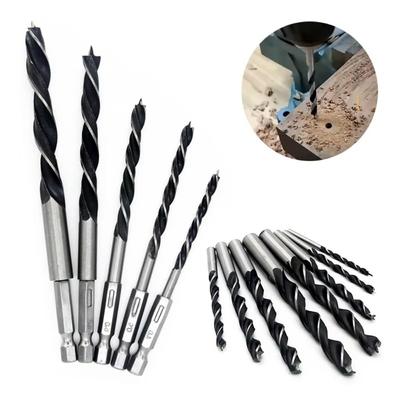 5PCS 4/5/6/8/10mm Three-pointed Woodworking Drill 1/4" Hex Shank Twist Dril Bit Wood Hole Opener