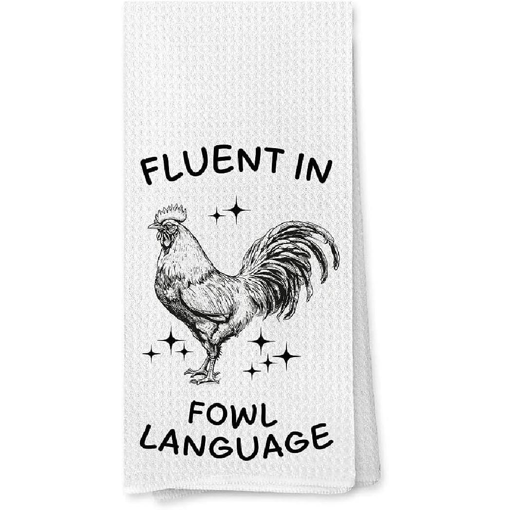 Funny Chicken Kitchen Towels, Chicken Mom Lady Lovers Gifts Dish Tea Towels for Kitchen Decor, Farmhouse Rustic Farm Rooster Decorative Hand Towel