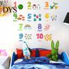 Number Wall Sticker 2Pcs/Set Cartoon 1-10 Numbers Animal English Words Educational PVC Living Room Learning Decal Kindergarten Supplies