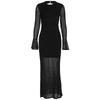 Women European Style Lace Round Neck Backless Slim Fit Formal Party Long Dress