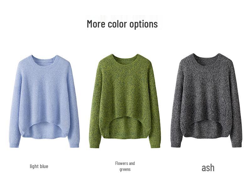 Damen Weicher Kaschmir Strickpullover - Rundhalsausschnitt, Lockere Passform, Einfarbiger Pullover für Herbst/Winter