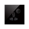 2022 New Black Glass Panel USB Wall Socket EU, Push Wall Switch with LED Indicator Light, UK 13A Wall Socket Switches