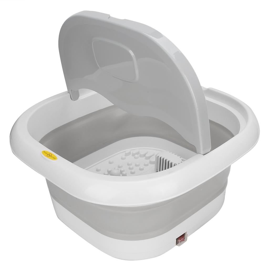 Electric Heating Massage Footbath Bucket Household Folding Red Light Foot Spa MachineGray US Plug