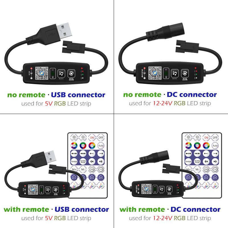 WS2811 WS2812B Bluetooth LED Pixels Strip Controller for Dream Color Tape Lights BT APP Music Control 28Keys Remote Controller