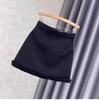 Women's Gray Wool Blend A-line High Waist Skirt - Autumn/Winter Slimming Petite Fit with Lace Detail