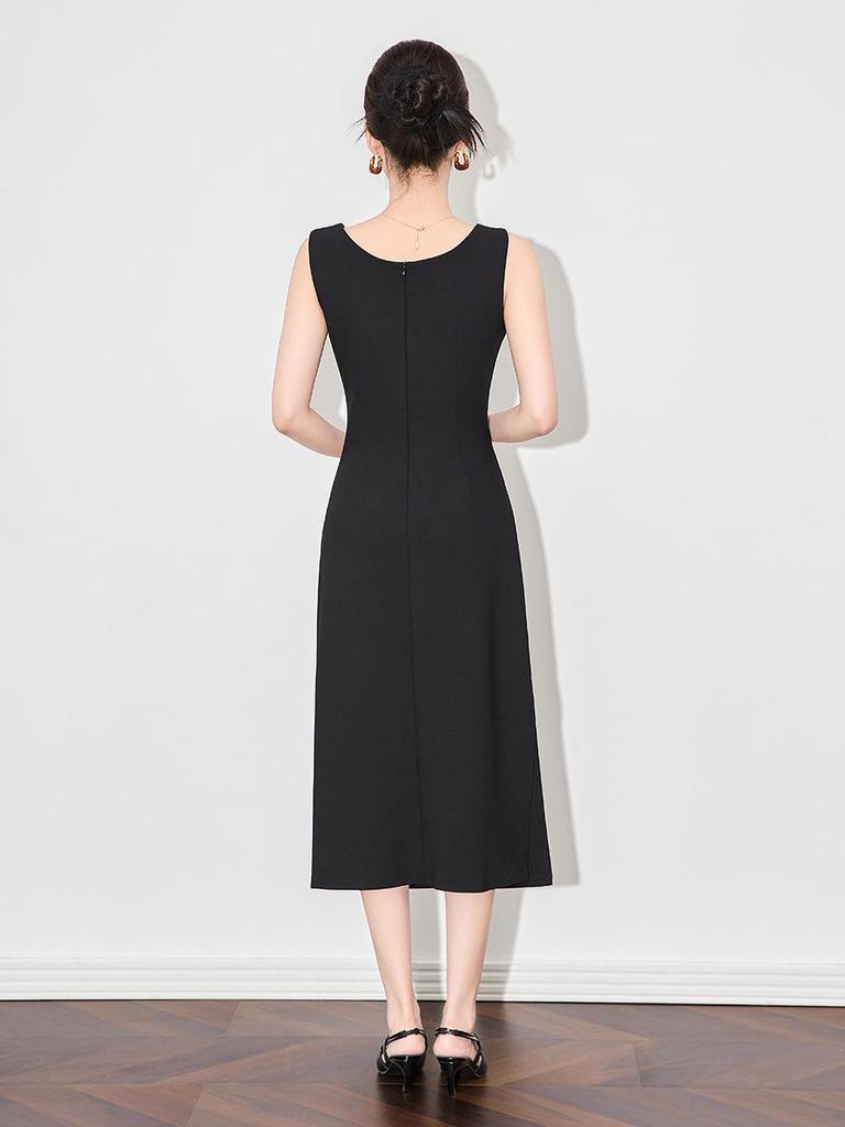 Shenzhen Nanyou Elegant French Square Neck Suspender Dress - Women's Summer Long Skirt
