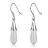 Qiaolanxuan Korean Style Sterling Silver Cat's Eye Teardrop Earrings with Natural Crystal