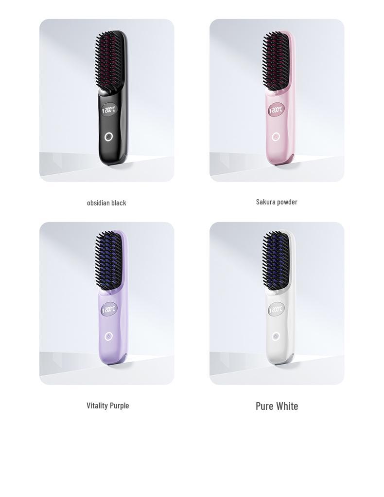 Rechargeable Ceramic Hair-Safe Wireless Straightening & Curling Brush