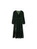 Plus Size Velvet Lantern Sleeve Slit V-neck Dress for Women (2025)
