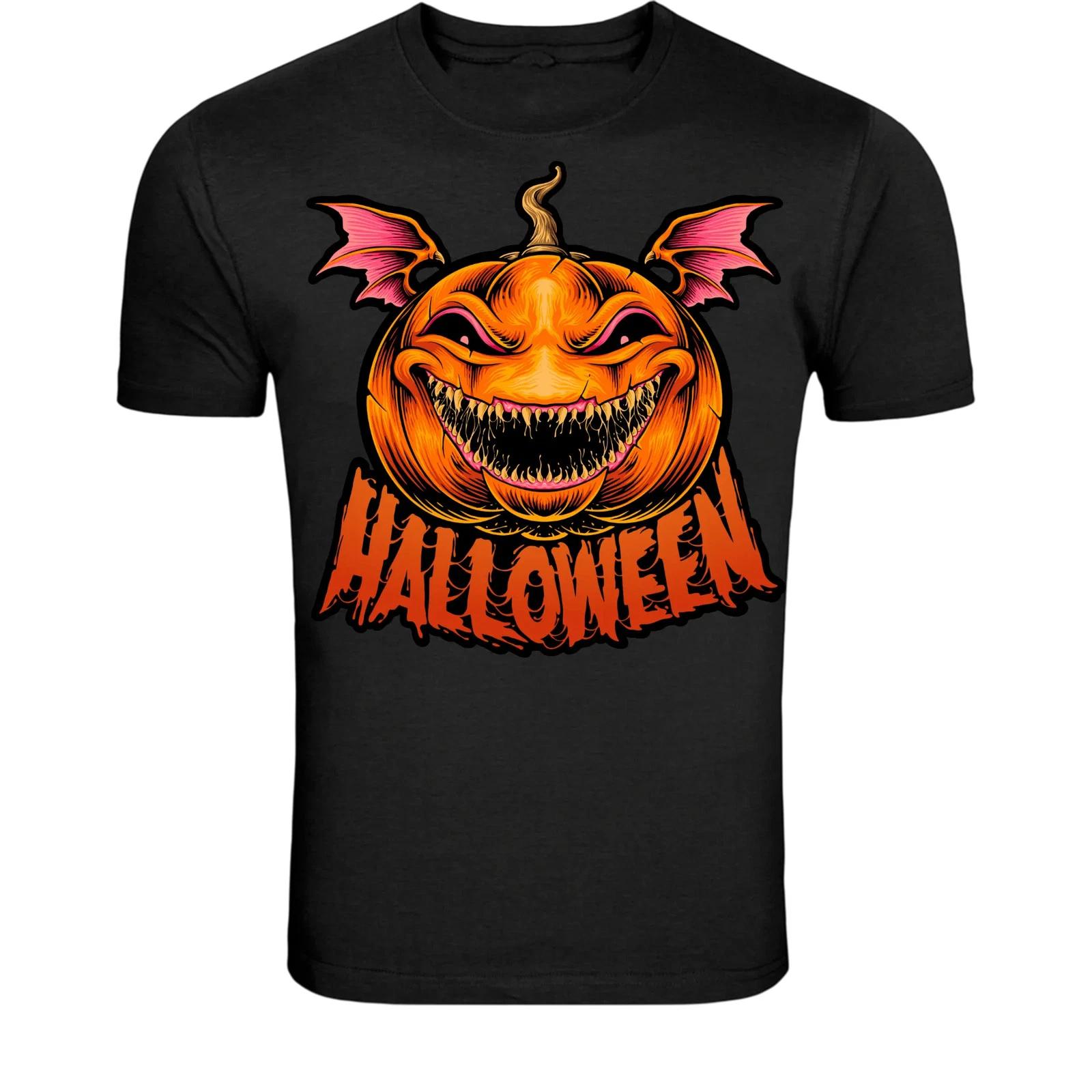 Evil Pumpkin Halloween T-Shirt - Scary Jack O Lantern Monster S