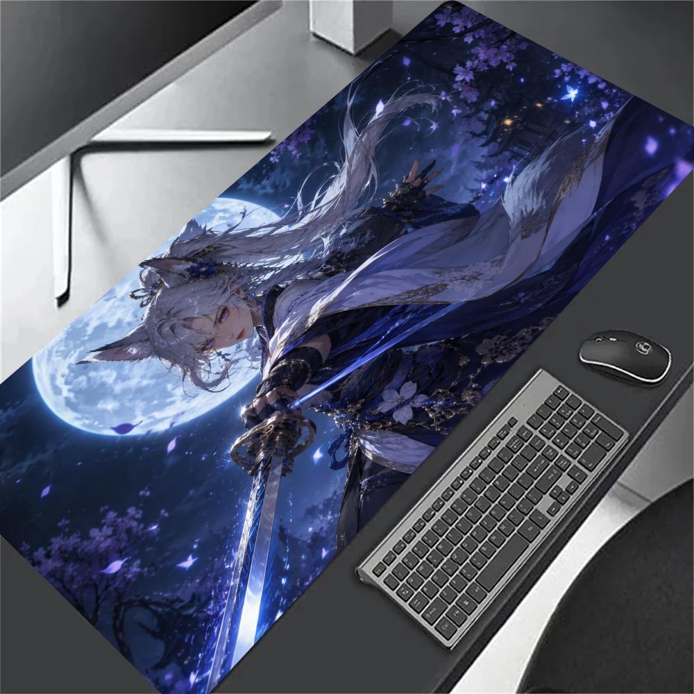 Anime Girl XL Gaming Mouse Pad Stitched Edge Non-Slip Rubber Base Large Desk Mat For PC Laptop Gamer Mouse Pads Playmat Rug