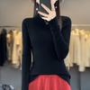 Women's Warm Embroidered High Neck Knit Wool Sweater - Semi-Thin Pullover for Autumn/Winter
