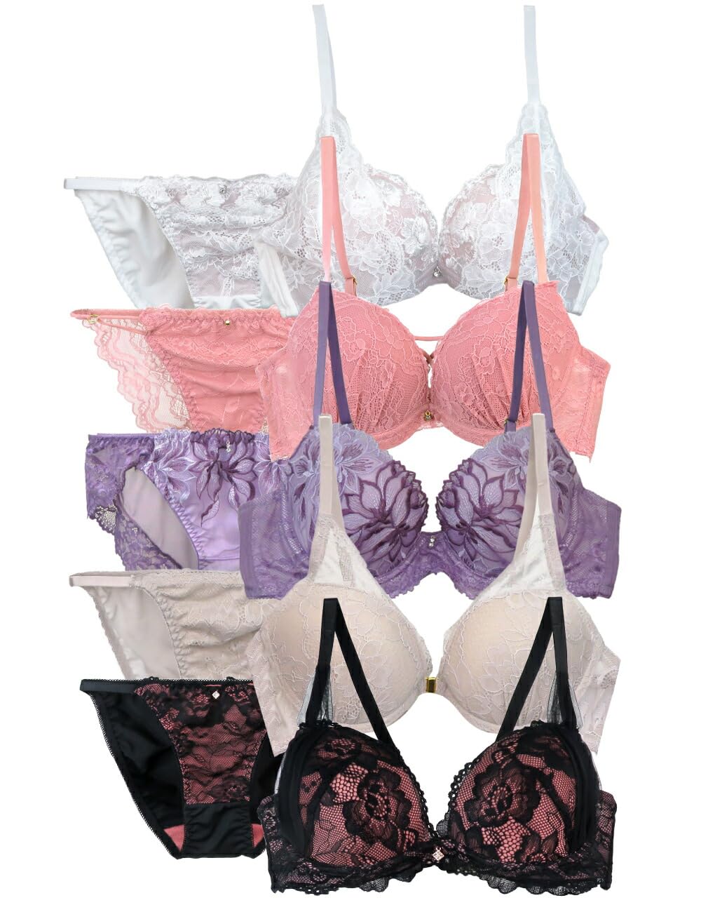 

Lingerie Lucky Bag Choose from 4 styles of bras and 5 sets included [Pancute] (x-031)(A C70) - panties,
