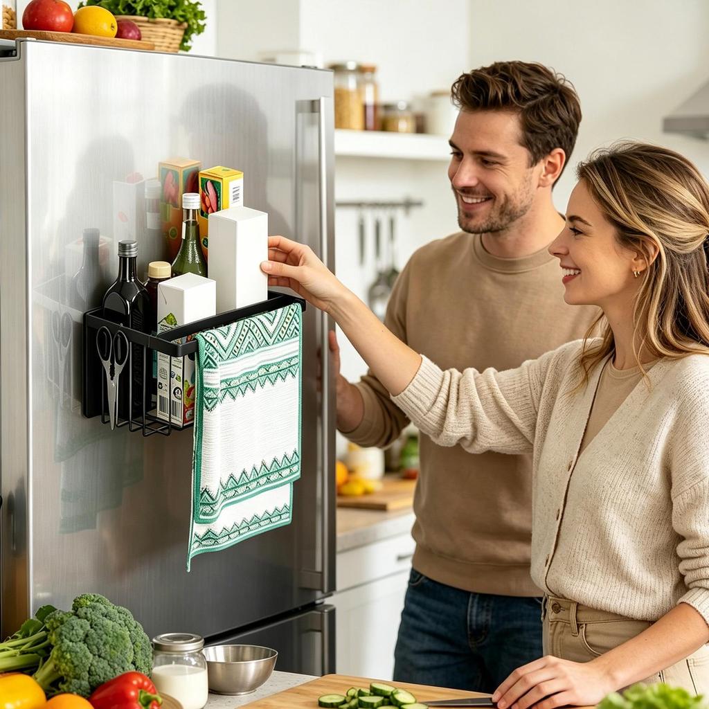 Magnetic Basket for Fridge Refrigerator Side Storage Organizer Laundry Room Dryer Ball Holder for Home Apartment Kitchen Laundry
