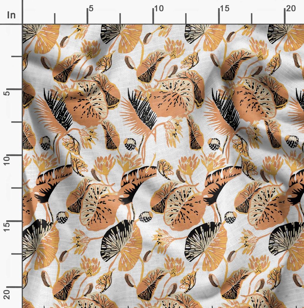 Soimoi Floral Print, Silk Fabric, Decor Sewing Fabric by The Yard 42 Inch Wide,  Decorative Fabric for Shirts Suits Ties, Black &