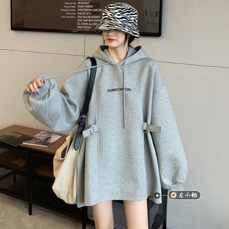 Women's catty sweater women's autumn and winter loose velvet thickened lazy wind hooded jacket