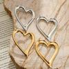 Fashion Minimalist Geometric Heart Stud Earrings Personality Gold Plated Stainless Steel Hollow Out Heart Earrings Daily Wear