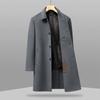 Winter New Men's Fattened Plus Size Medium and Long Lapel with Fleece Can Remove The Liner Woolen Coat
