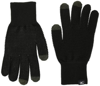 Mizuno Breath Thermo Lifestyle Wear Knit Cold Weather Free C2JY1644 Gloves, Moisture-Wicking, Heat-Generating, Protection, Men's, Black, Size,