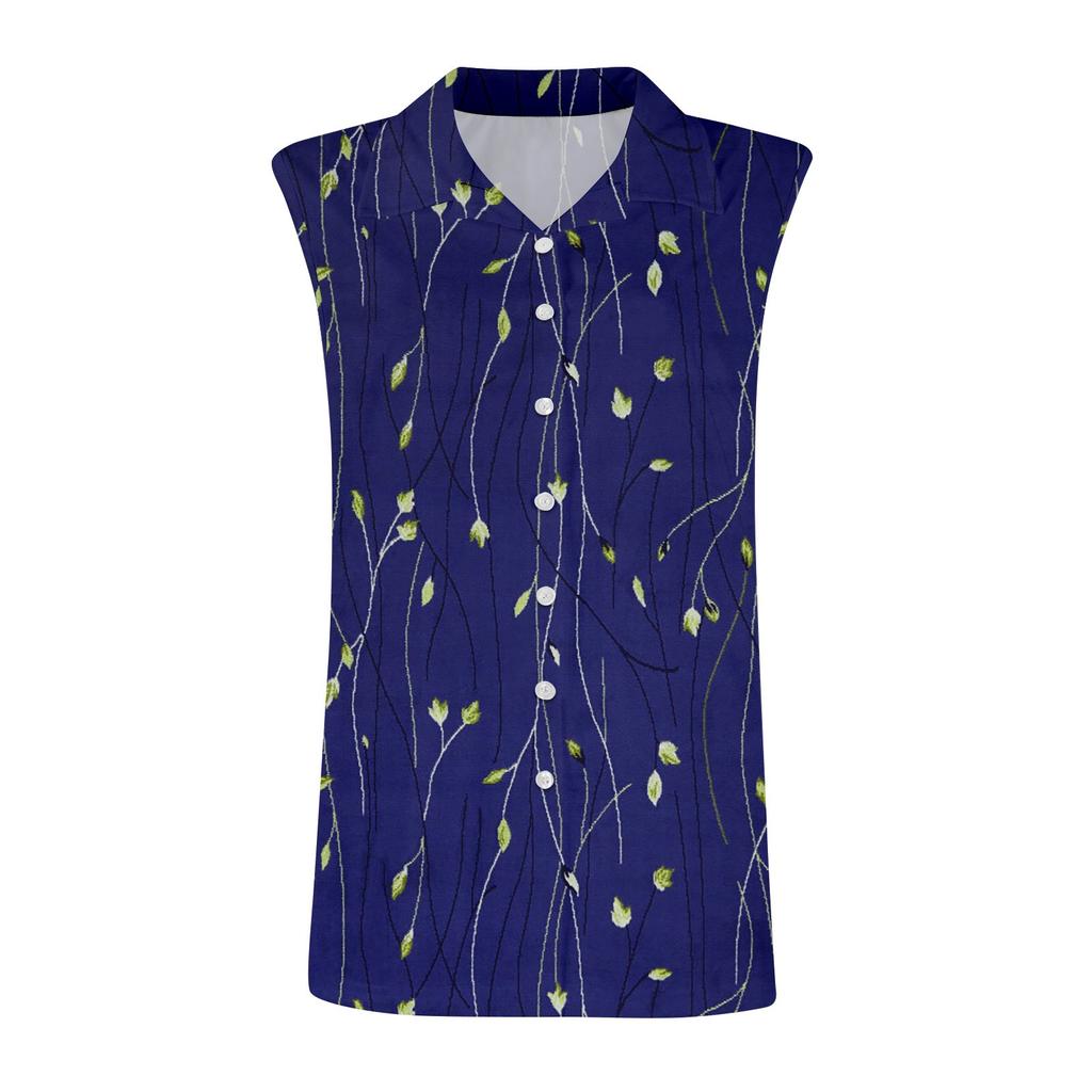 Women's Summer Sleeveless Loose Shirt Neck Casual Sleeveless Top