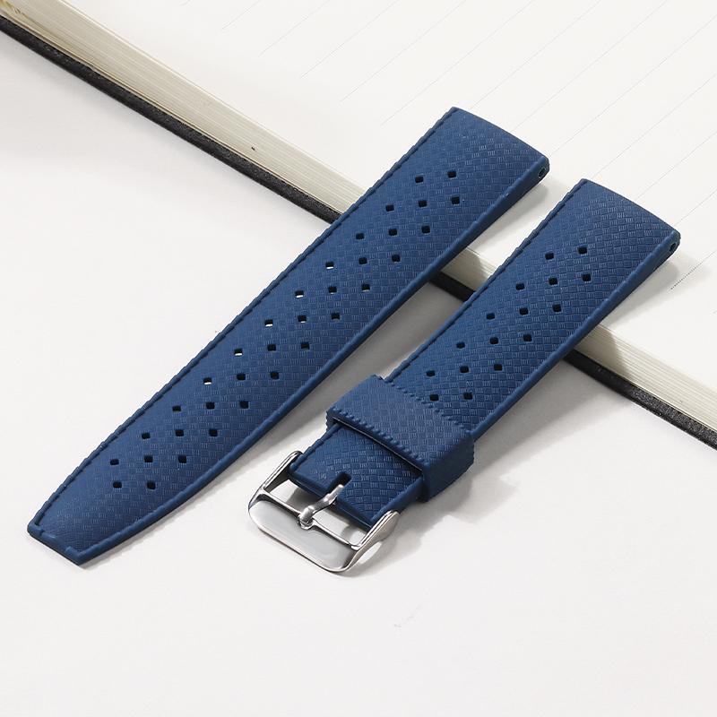 Classic Tropical Style FKM Silicone Watch Strap 20mm 22mm Watch Band Smart Watch Strap for Seiko Watch Replacement Bracelet Belt