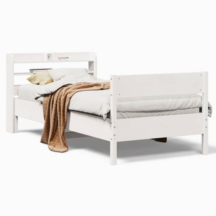 VidaXL Cadre de lit sans matelas blanc 100x200 cm bois de pin massif 3306934