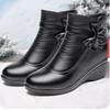 2025 Winter Shoes Women Snow Boots Warm Plush Cold Winter Soft Mother Wedges Shoes Fashion Brand Ladies Ankle Boots Plus Size 41 Black