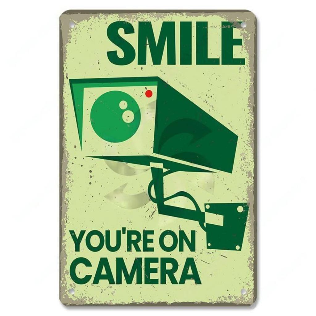 Warning CCTV Tin Signs Metal Plaque Notice 24 Hour Security Camera Vintage Poster Metal Plate Wall Decor for Mall Shop Bar Ho