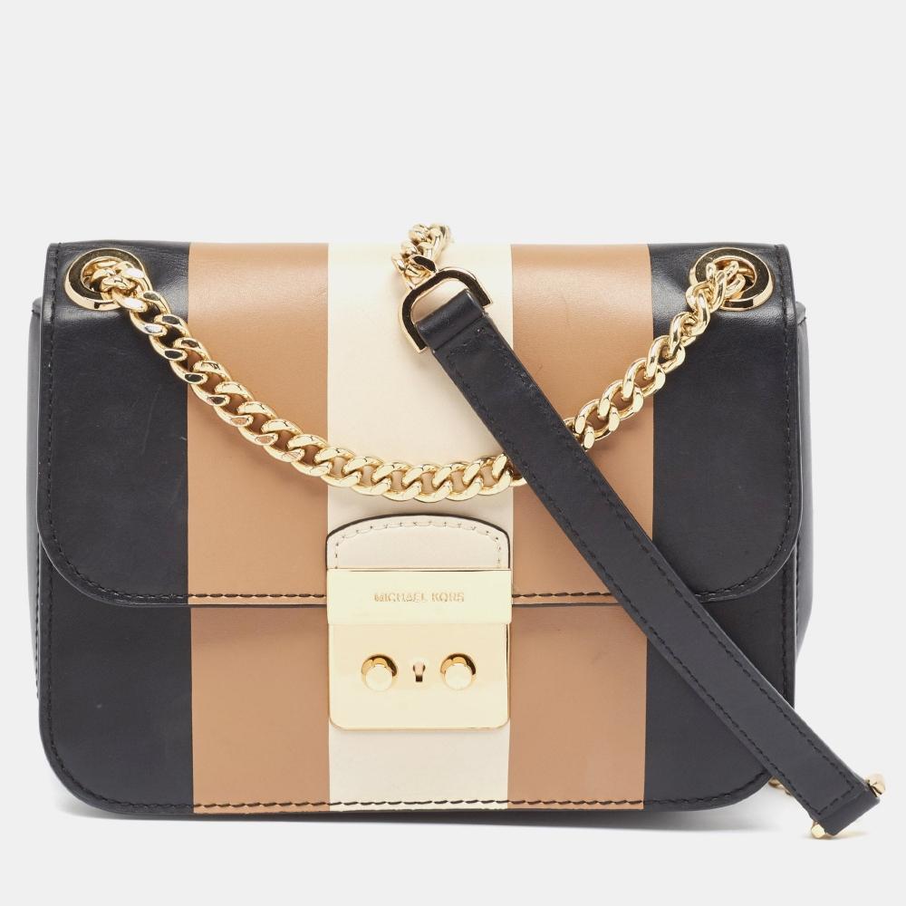 

Кожаная сумка через плечо Michael Kors с трехцветной полоской, цвет мульти