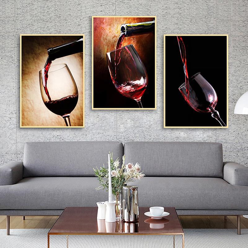 WCIC New Home Decoration Wine Glass Home Room Background Wall Painting Decoration Hanging Painting