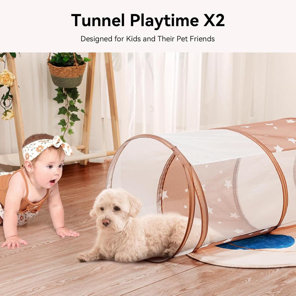 Sumbababy Tunnel Toys for Toddlers: Activity Tunnels for Young Children - Crawl Tunnels for Toddlers and Babies - Pop up Dog Tunnel