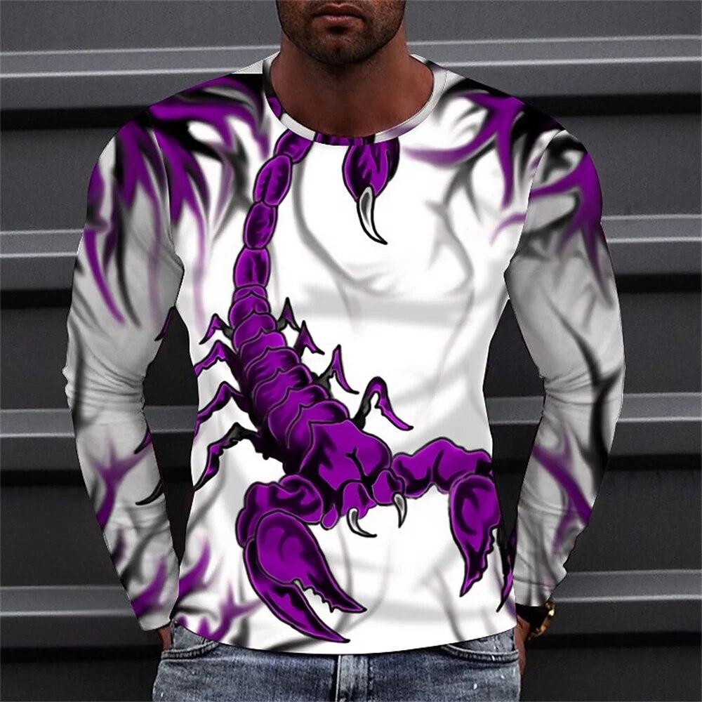 New Autumn Men's T-Shirt Animal 3D Print Scorpions O-Neck Long Sleeve Fashion Men's Shirt Casual Street Oversized T-Shirt