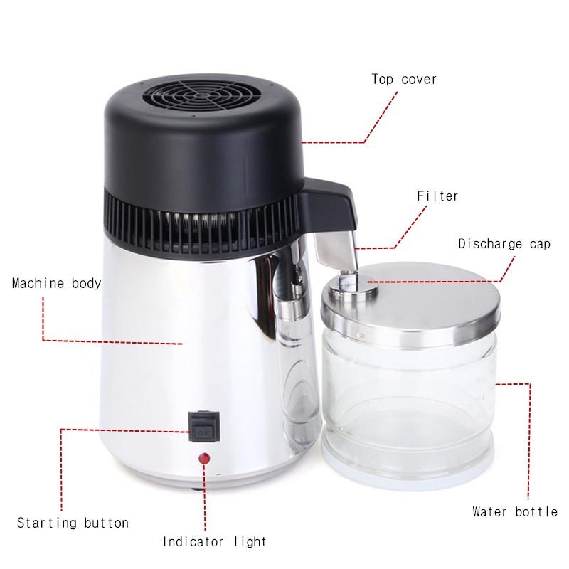 750W 4L Stainless Steel Dental / Medical Water Distiller Pure Purifier Filter Water Distiller Machine