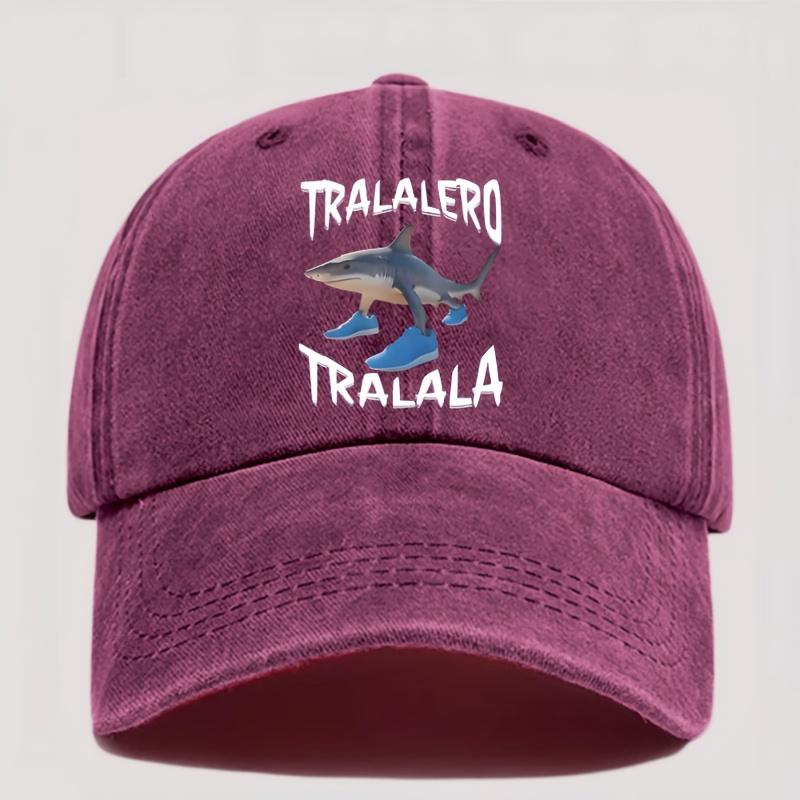 pc Tralalero Tralala Shark Letter Print Adjustable Retro Washable Baseball Cap Unisex Street Style Outdoor Sun Hat  Perfect G
