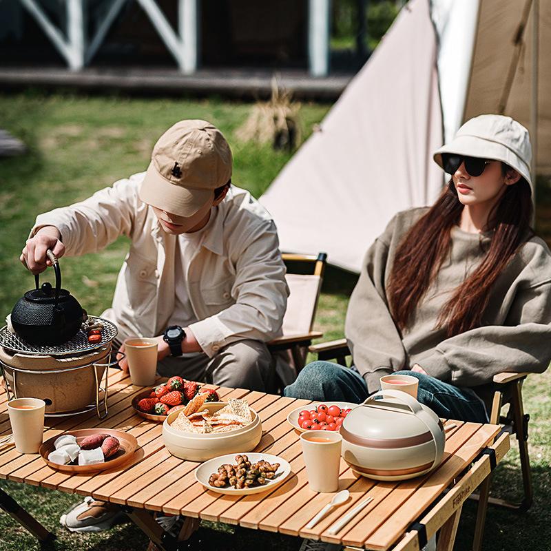 Neuer zusammenklappbarer Camping-Picknick-Geschirrkorb mit Deckel, faltbarer Aufbewahrungskorb