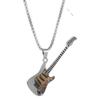 Fashion Two‑Tone Guitar Pendant Necklace for Men and Women, Trendy Stainless‑Steel Musical‑Instrument‑Shaped Jewelry Accessory
