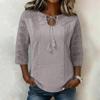 Womens Spring Tops Lace Patchwork 34 Sleeve Summer Shirts for Women Casual Loose Womens Summer Shirts Blouse