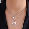 Sun Moon Pendant Necklace Women Fashion Stainless Steel Clavicle Chain Jewelry Gift for Friends New Arrival