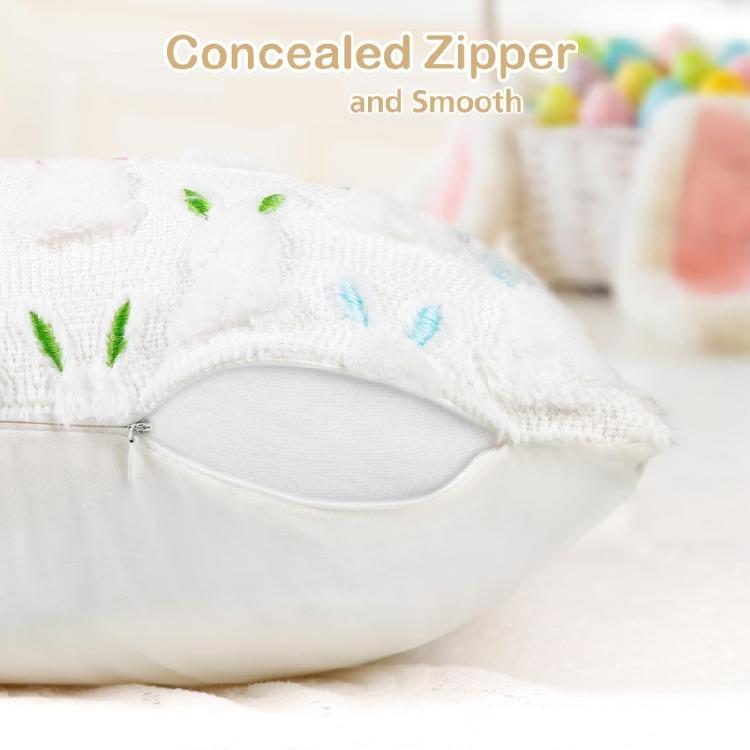 Double Pack Decorative Pillowcases Stitched Rabbit Pattern Easter Decoration Pillow Cover Soft Fabric